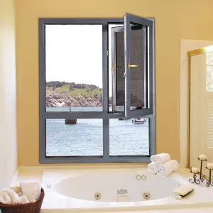 نافذة ألمنيوم TGN90 قابلة للإمالة واللف مع شاشة تفتح إلى...